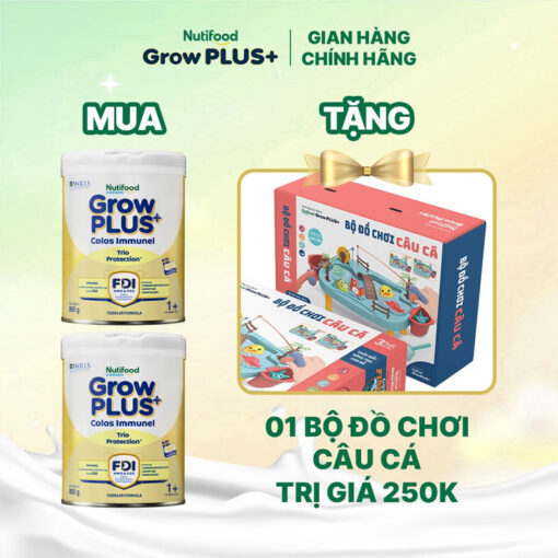 combo 2 lon sua bot growplus sua non immunel tu 1 tuoi lon 800g tang 1 bo do choi cau ca nutifood 1