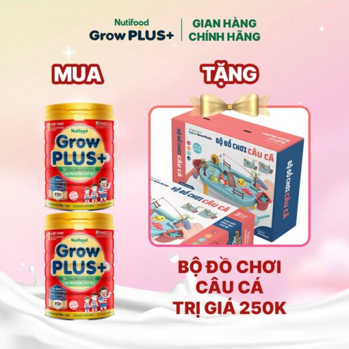 combo 2 lon sua bot nutifood growplus suy dinh duong tren 1 tuoi tang can tang chieu cao lon 900g tang 1 bo do choi the gioi khung long nutifood 5