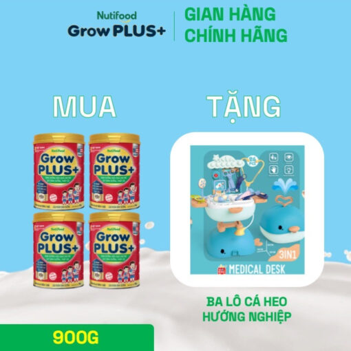 combo 4 lon sua bot nutifood growplus suy dinh duong tren 1 tuoi tang can tang chieu cao lon 900g tang 1 ba lo ca heo huong nghiep nutifood 7