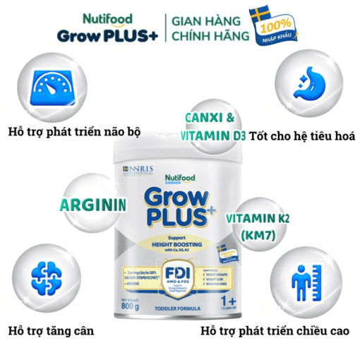 combo 5 lon sua bot growplus cao lon vuot troi tu 1 2 tuoi bac 800g tang 1 xe choi chan nutifood 3