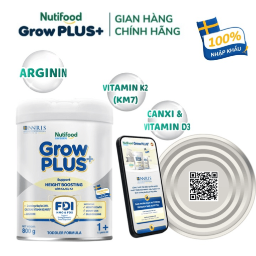 combo 5 lon sua bot growplus cao lon vuot troi tu 1 2 tuoi bac 800g tang 1 xe choi chan nutifood 4