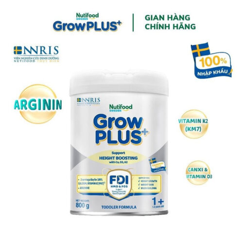 combo 5 lon sua bot growplus cao lon vuot troi tu 1 2 tuoi bac 800g tang 1 xe choi chan nutifood 9