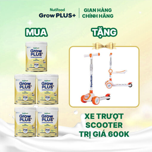 combo 5 lon sua bot growplus sua non immunel tu 2 tuoi lon 800g tang 1 xe truot scooter nutifood 9