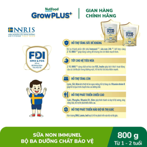 combo 5 lon sua bot growplus sua non immunel tu 2 tuoi lon 800g tang 1 xe truot scooter nutifood 9