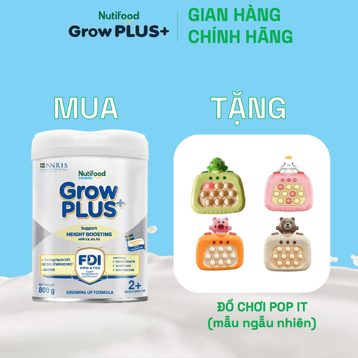 mua 1 sua bot growplus cao lon vuot troi tren 2 tuoi bac 800g tang 1 do choi pop it mau ngau nhien nutifood 3