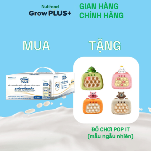 mua 1 thung 24 hop sua bot pha san growplus cao lon vuot troi 180ml tang 1 do choi pop it mau ngau nhien nutifood 4