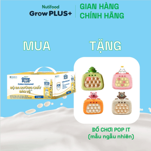 mua 1 thung 24 hop sua bot pha san growplus sua non immunel 180ml tang 1 do choi pop it mau ngau nhien nutifood 7