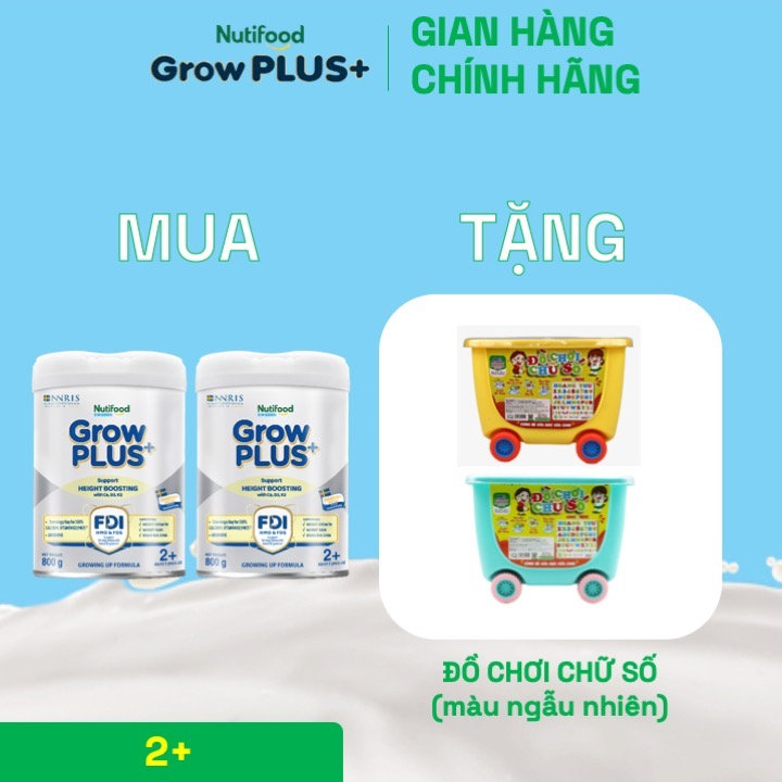 mua 2 sua bot growplus cao lon vuot troi tren 2 tuoi bac 800g tang 1 do choi chu so nutifood 4