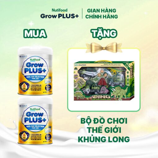 mua 2 sua bot nutifood growplus sua non tang de khang tren 1 tuoi tang cuong he mien dich tieu hoa tot lon 800g tang 1 bo do choi the gioi khung long nutifood 8