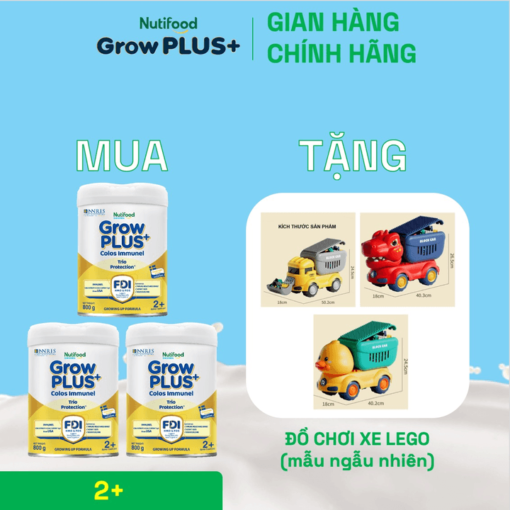 mua 3 sua bot growplus sua non immunel tu 2 tuoi lon 800g tang 1 do choi xe logo nutifood 9