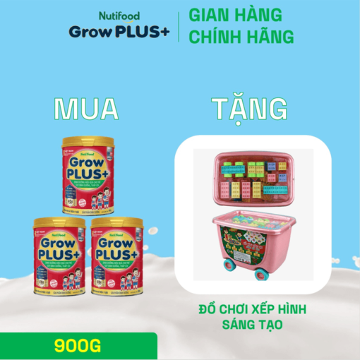 mua 3 sua bot nutifood growplus suy dinh duong tren 1 tuoi tang can tang chieu cao lon 900g tang 1 do choi xep hinh sang tao nutifood 8