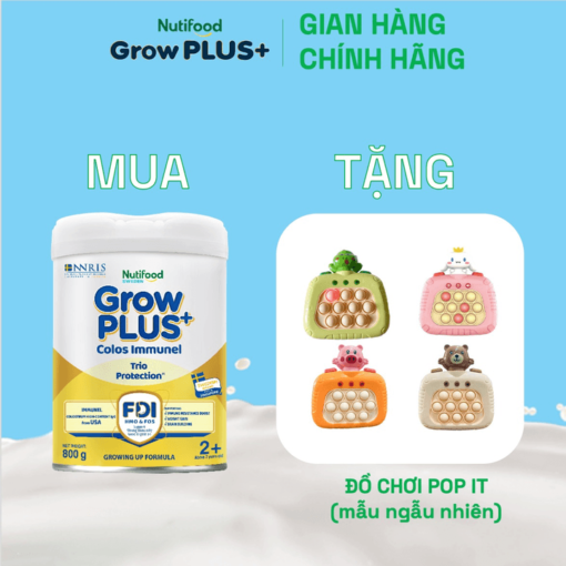 sua bot growplus sua non immunel tu 2 tuoi lon 800g tang 1 do choi pop it mau ngau nhien nutifood 9